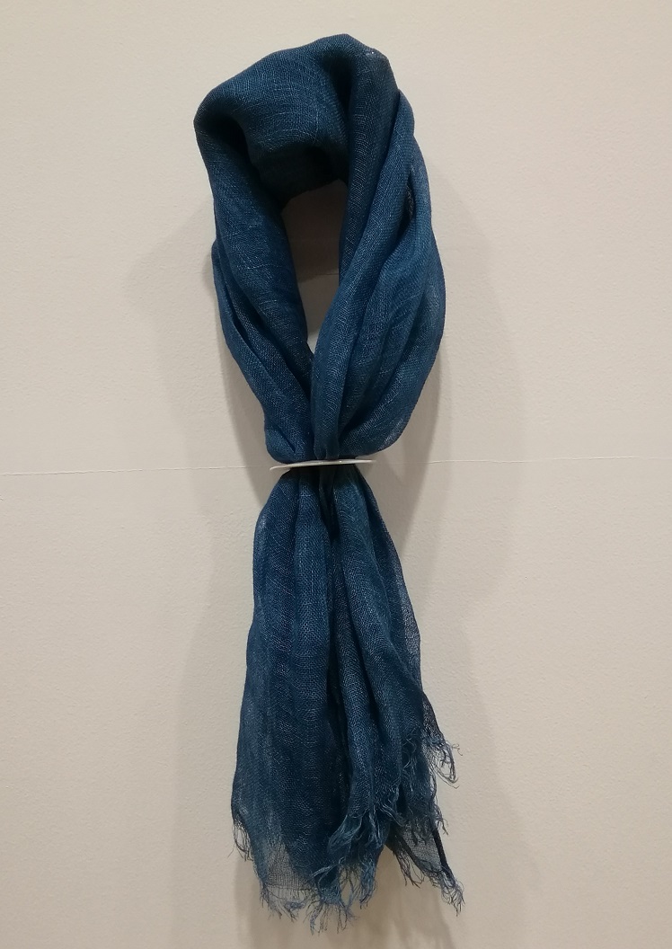 Oomi hemp stole & shell
Masa indigo dyeing 16,500 yen Idea Note Select Oomi cloth fair
　~ Nihonbashi Kiya Main Store izutuki~