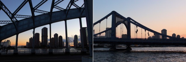  I tried to combine the Eitai Bridge and Kiyosu Bridge on the Sumida River.