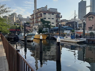 Tsukiji, Kachidoki, and Tsukuda at Tsukudabori.