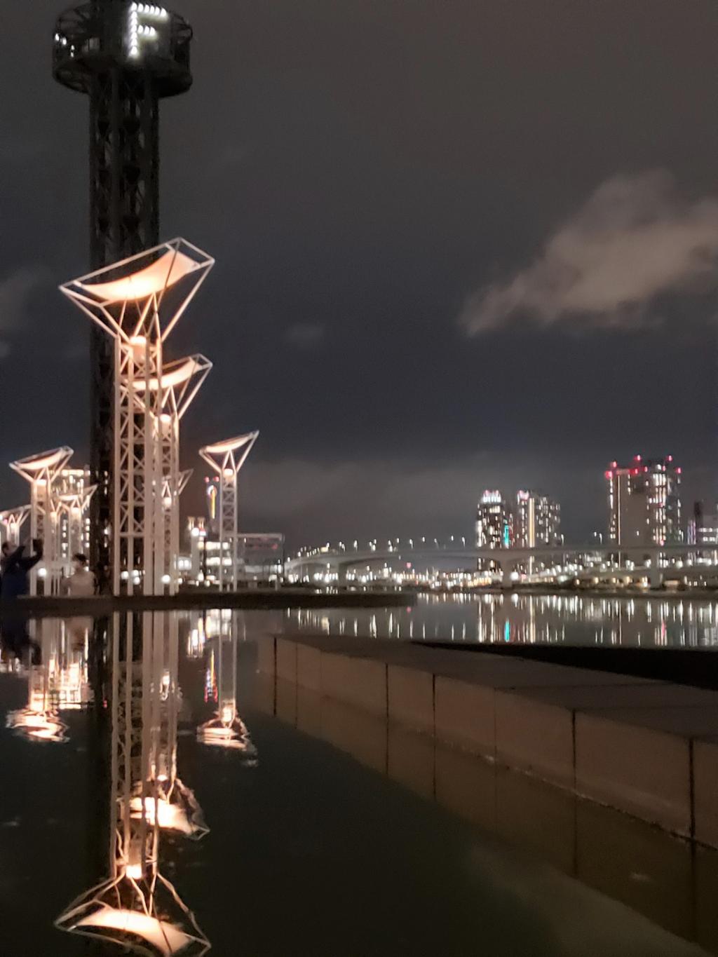  The night view of the Harumi Wharf passenger liner terminal from the evening is very beautiful.
