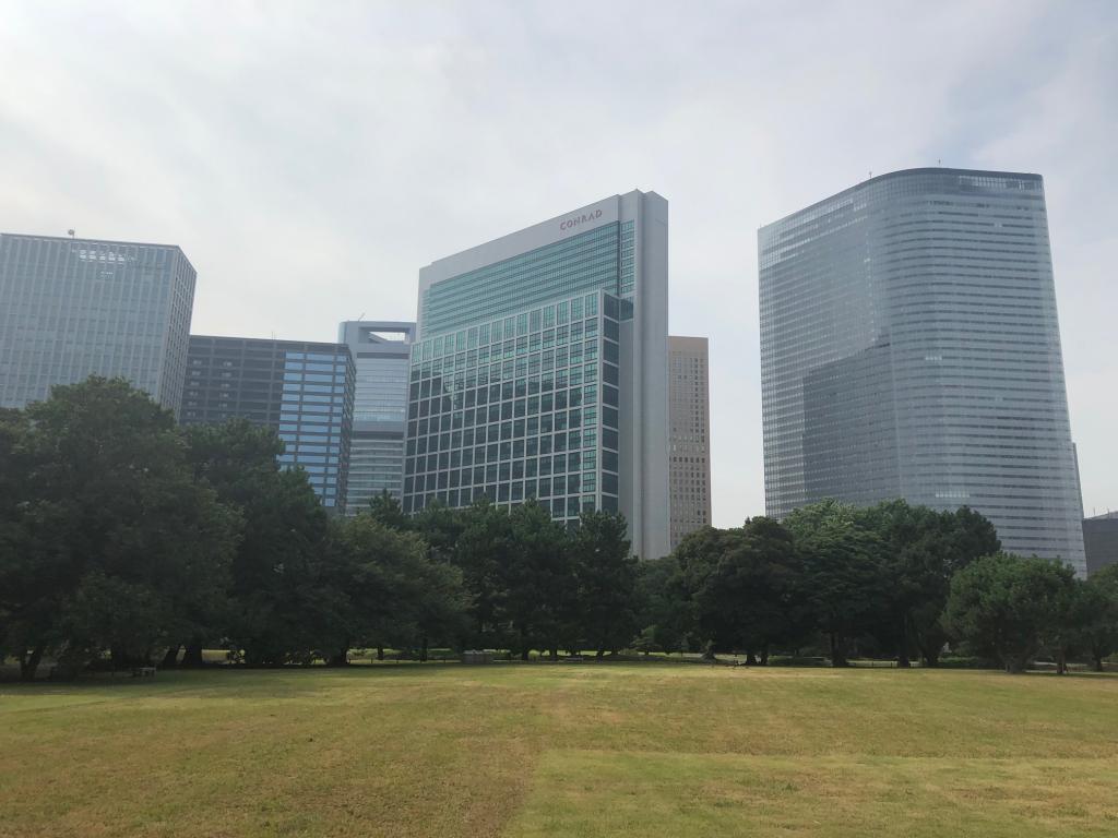 Borrowed view of Chuo-ku, a group of skyscrapers in Shiodome