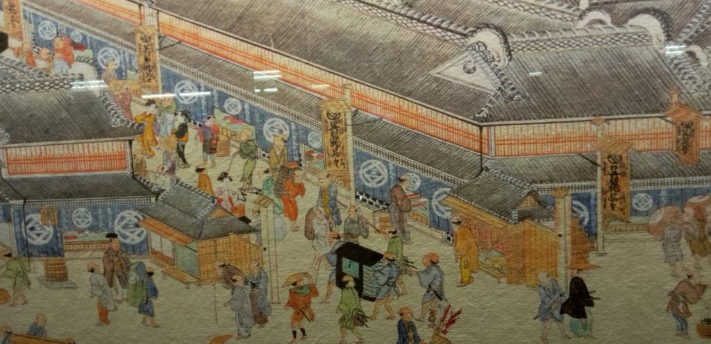 Attraction of the important cultural property [Nihonbashi Mitsukoshi Main Store] of Mitsukoshi's predecessor, "Mitsui Echigoya" depicted in "Kidai Shoran" (1) Appearance, Lion Entrance, Underground Concourse