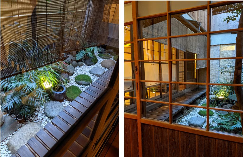 A room with a spacious tsubo garden and a calm tea room-style room.
 Cafe time at a luxury restaurant in Sukiya style, Tangible Cultural Property.
The afternoon at Yoshiume Yoshicho-tei (limited time).