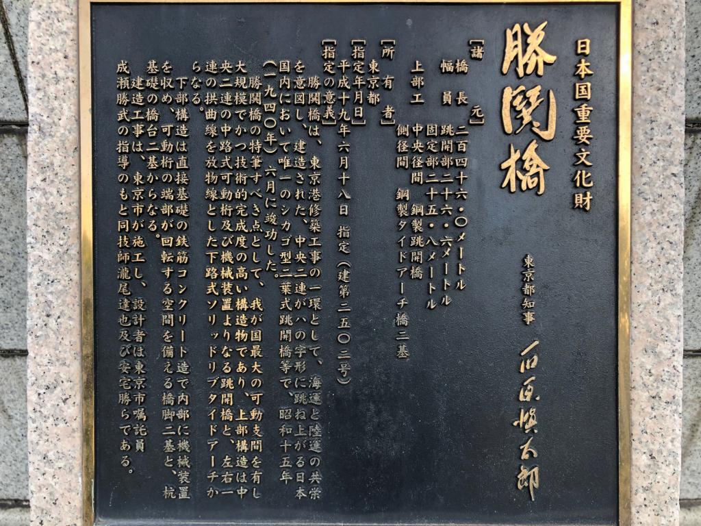 "Kachidokibashi" of the monument designated by heavy sentence by Shintaro Ishihara calligraphy @ Chuo-ku <Politicians after the war>