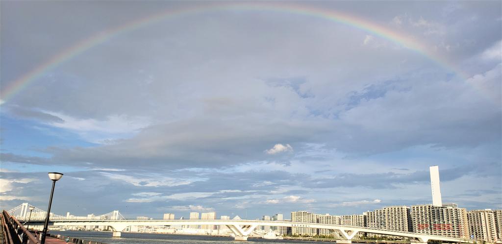  A big rainbow appeared in the Olympic Village of the Tokyo Olympic and Paralympic Games 2020 Games.