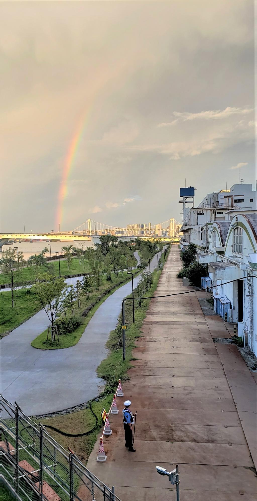  A big rainbow appeared in the Olympic Village of the Tokyo Olympic and Paralympic Games 2020 Games.