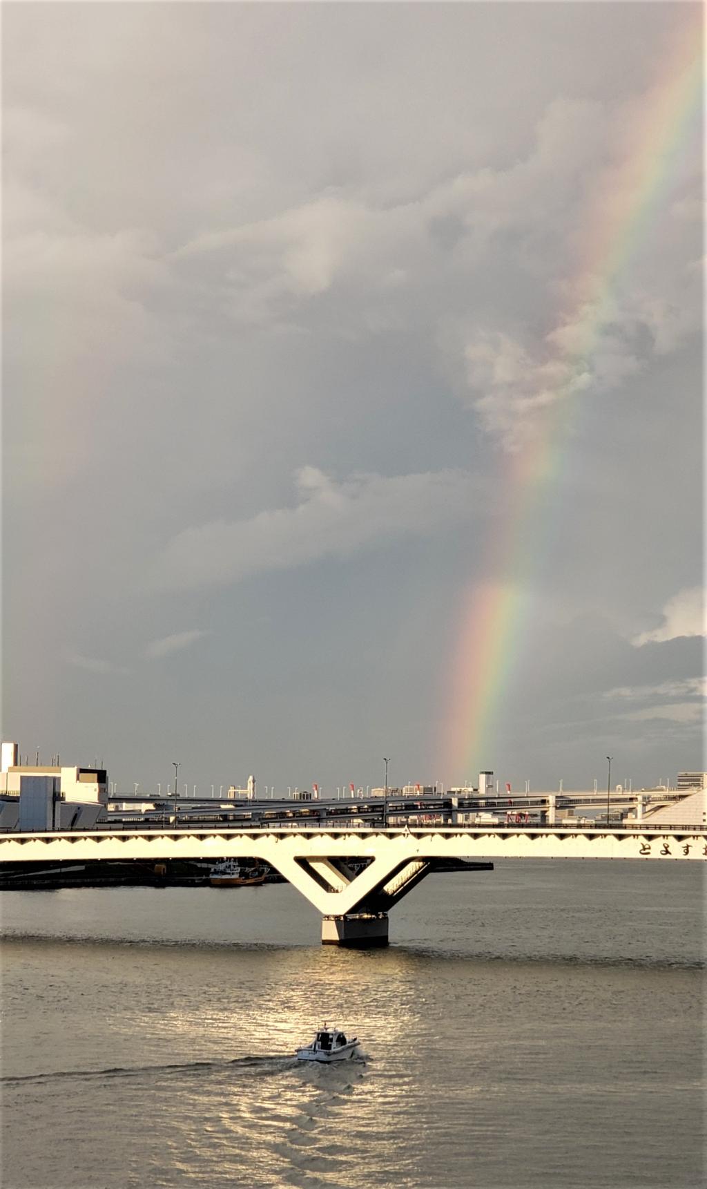  A big rainbow appeared in the Olympic Village of the Tokyo Olympic and Paralympic Games 2020 Games.