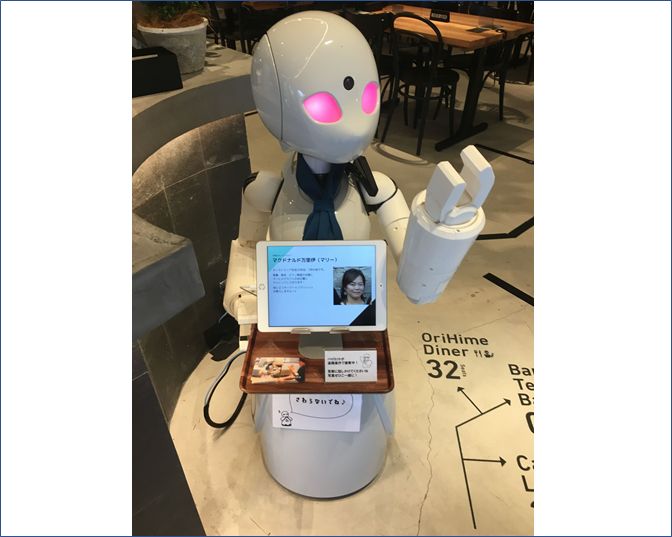 Reception robot "DAWN" robot cafe in Nihonbashi Honmachi