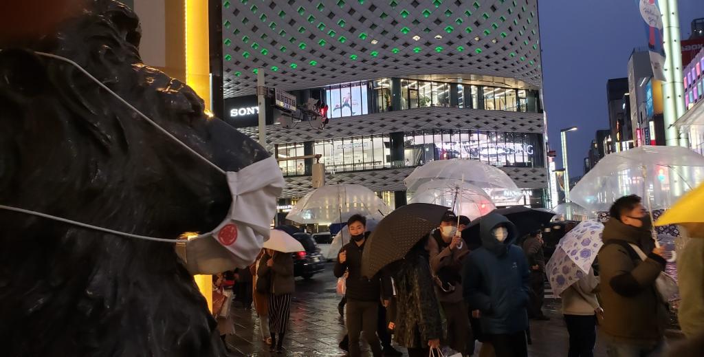  Ginza 4-chome intersection of Shiwasu rain in 2021