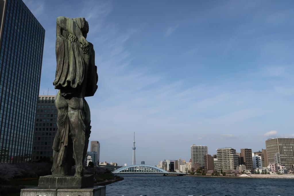 Spring performance from Eitai Bridge to Chuo-ohashi Bridge! Let's walk The first part of "Tokyo Sky Tree" seen from the Sumida River Terrace