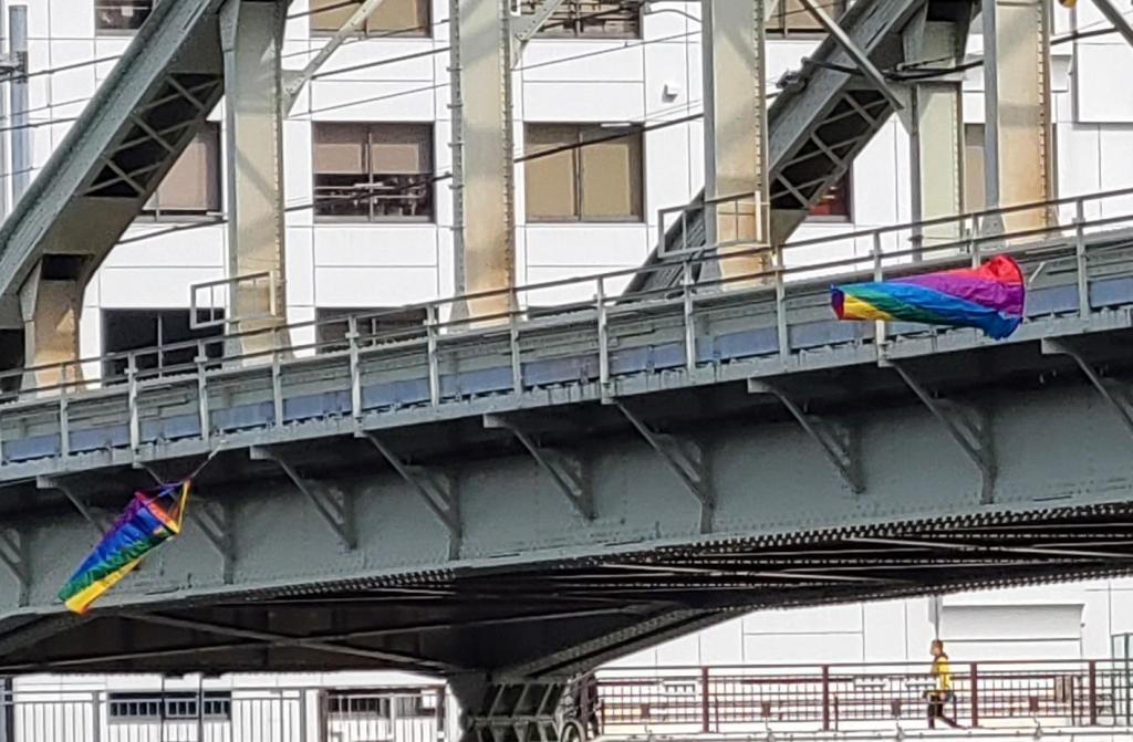 There is a colorful streamer at the starting point… This is the Sumida River. What kind of practice do you think it's?