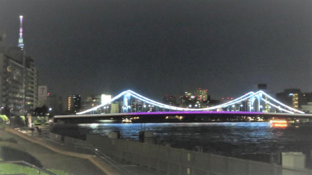  Kiyosu Bridge, Eitai Bridge and the moon viewing of the refreshing Sumida River lit up