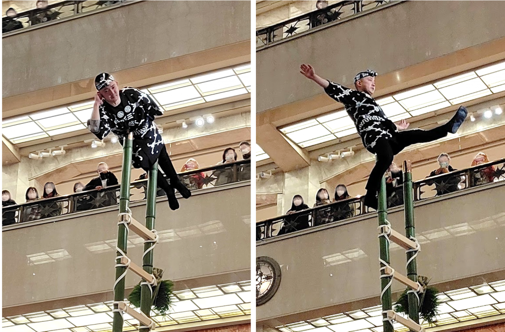  Show off the magic of "woodworking, waving, ladder riding" Nihonbashi Mitsukoshi New Year Festival 