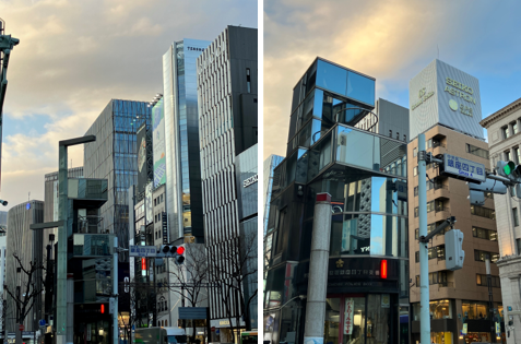 Ginza 4-chome police box that blends into the cityscape A little worrisome "police box" building @ Ginza