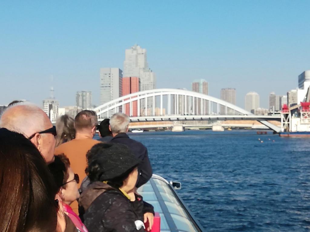 ①　Tsukiji Ohashi
(passing 4:21 from departure) Waters Takeshiba　→　Asakusa Nitenmon Most cruises around Chuo-ku.
　Introducing the 9 bridges of the Sumida River (4-1)
　　Tokyo Waterside Line Asakusa / Odaiba Cruise~