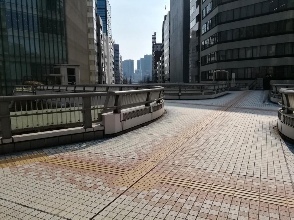 Showa-dori Ginza Pedestrian Bridge
(Ginza Higashi 7-chome intersection) How far is Ginza?
　Let's go around Ginza!　⑱The end
　　-Japanese National Railways Railroad Crossing Warning, Ginza Tokimeki Bridge ~