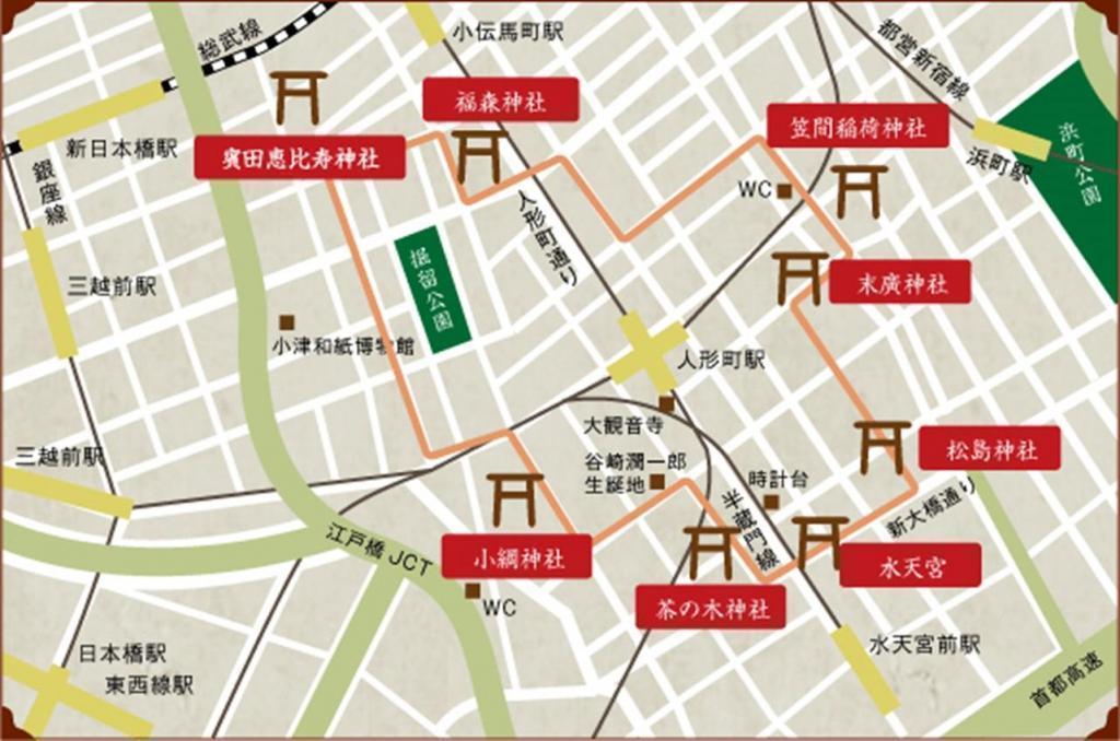 Nihonbashi Seven Lucky Gods Tour MapSeven Lucky Gods TourSeven Lucky Gods Tour