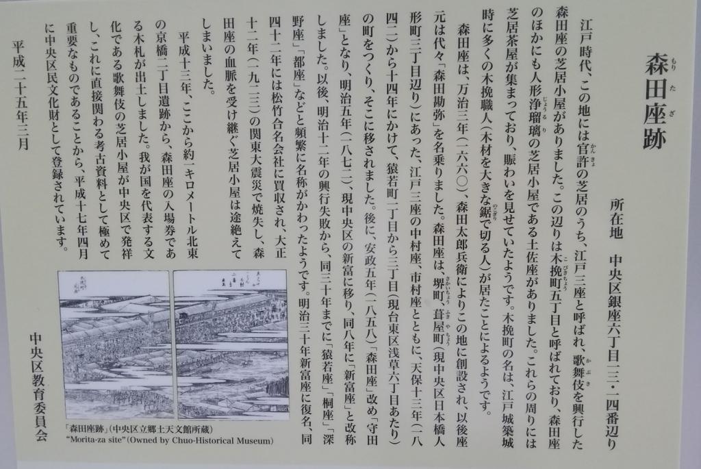 How far is the Moritaza trace "Ginza"?
　Let's go around Ginza!　Extra Edition
　　-The ruins of Morita-za, the ruins of Kano-Gakujuku, the ruins of Shozan Sakuma-juku--and then Edo Kabuki-related