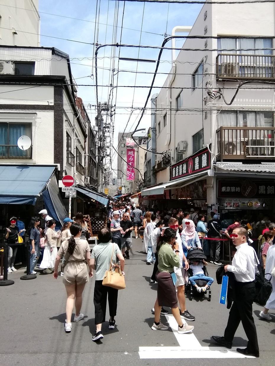 Tsukiji Nishi-dori and Nami-dori side (southwest side) Tsukiji Outer Market
　It's a bit inside.
　Let's go around!　Part 2
　　~ Tsukiji Outer Market ~