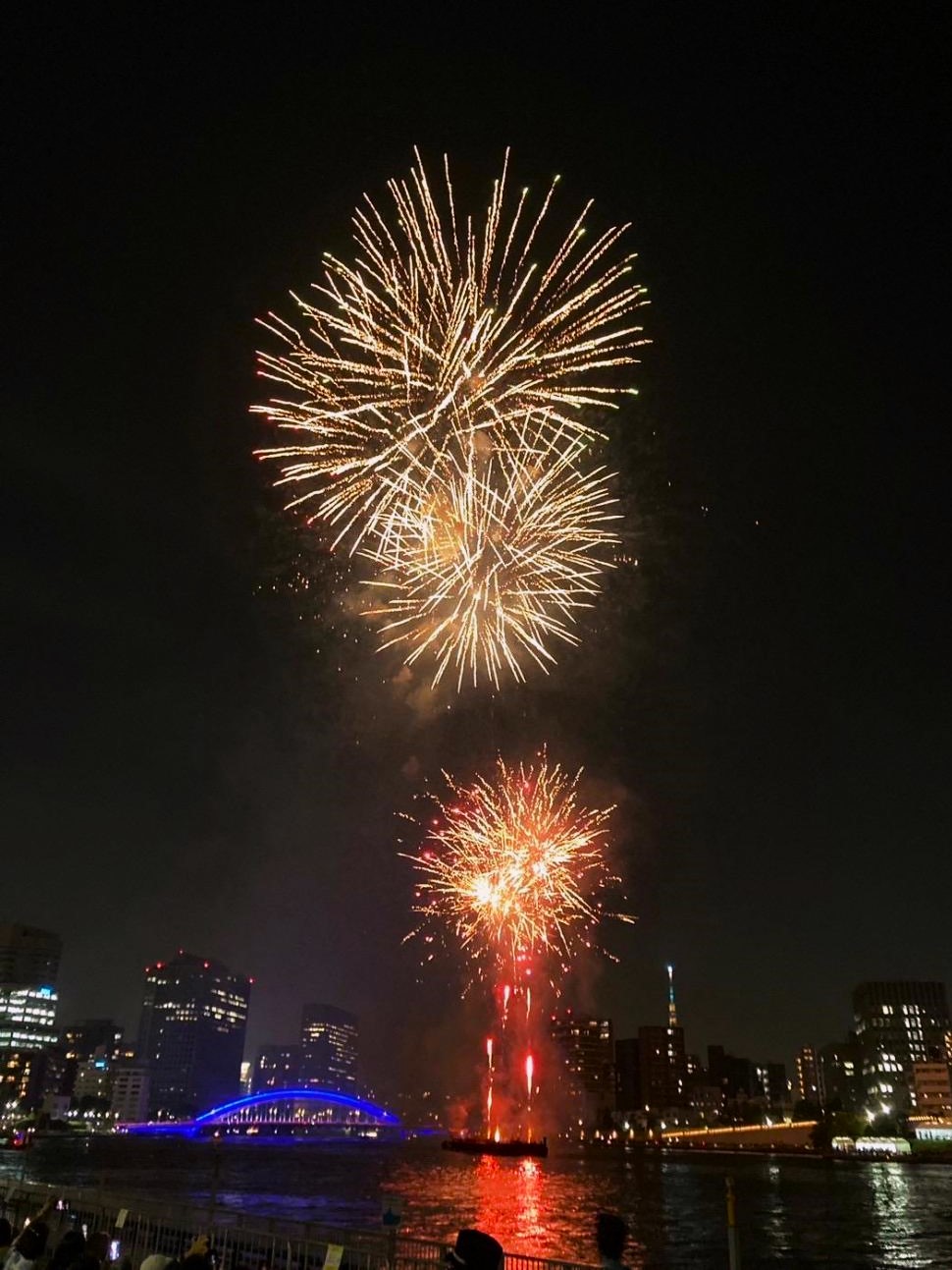  On the Sumida River, fireworks festival-Eitai Bridge, Sky Tree into Bags