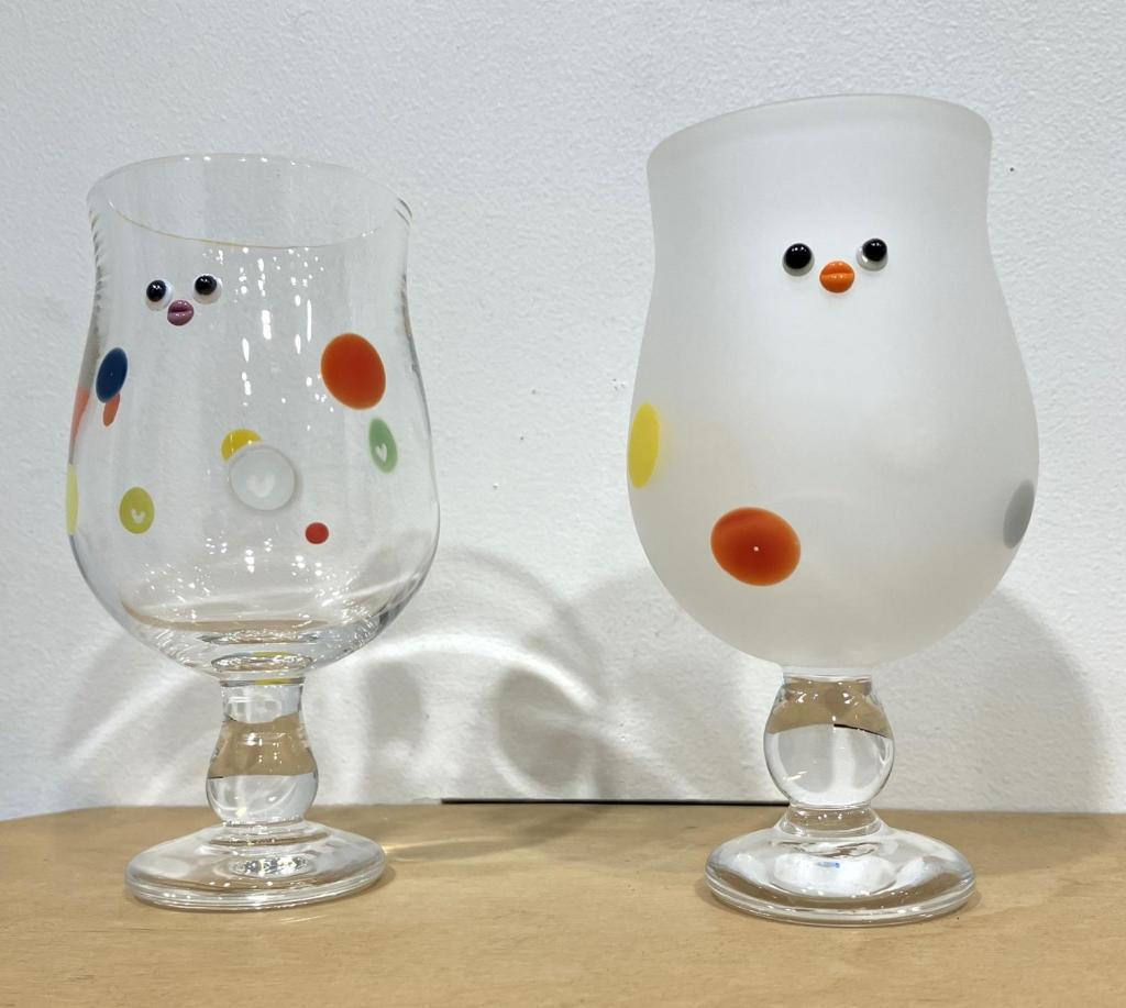 GlassMonsters goblet
11,000 yen each Mori Hirami Glass Exhibition
 　ー Hot Summer Day ー
　　~ Nihonbashi Kiya Main Store izutuki~