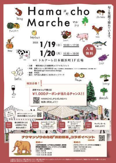 Please go to Hamacho marche on January 19th! Small 3, Azuki and Chuo-ku Tourism Certification-Part 3: Nauman Elephant in Hamacho-& Introduction of events in "Hamacho marche" on January 19th (Sun)!