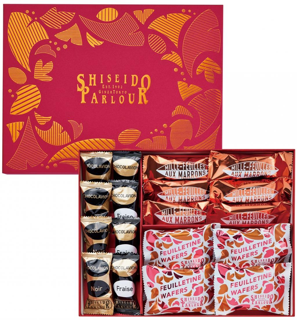 ◎　Assorted confectionery AA21
2,268 yen (tax included) Seasonal products Autumn Cheese Cake (Marron) Autumn Hand-baked Cheese Cake (Marron) and Hanatsubaki Biscuit Limited Can Orange, etc.-Shiseido Parlour Ginza Main Store Shop-