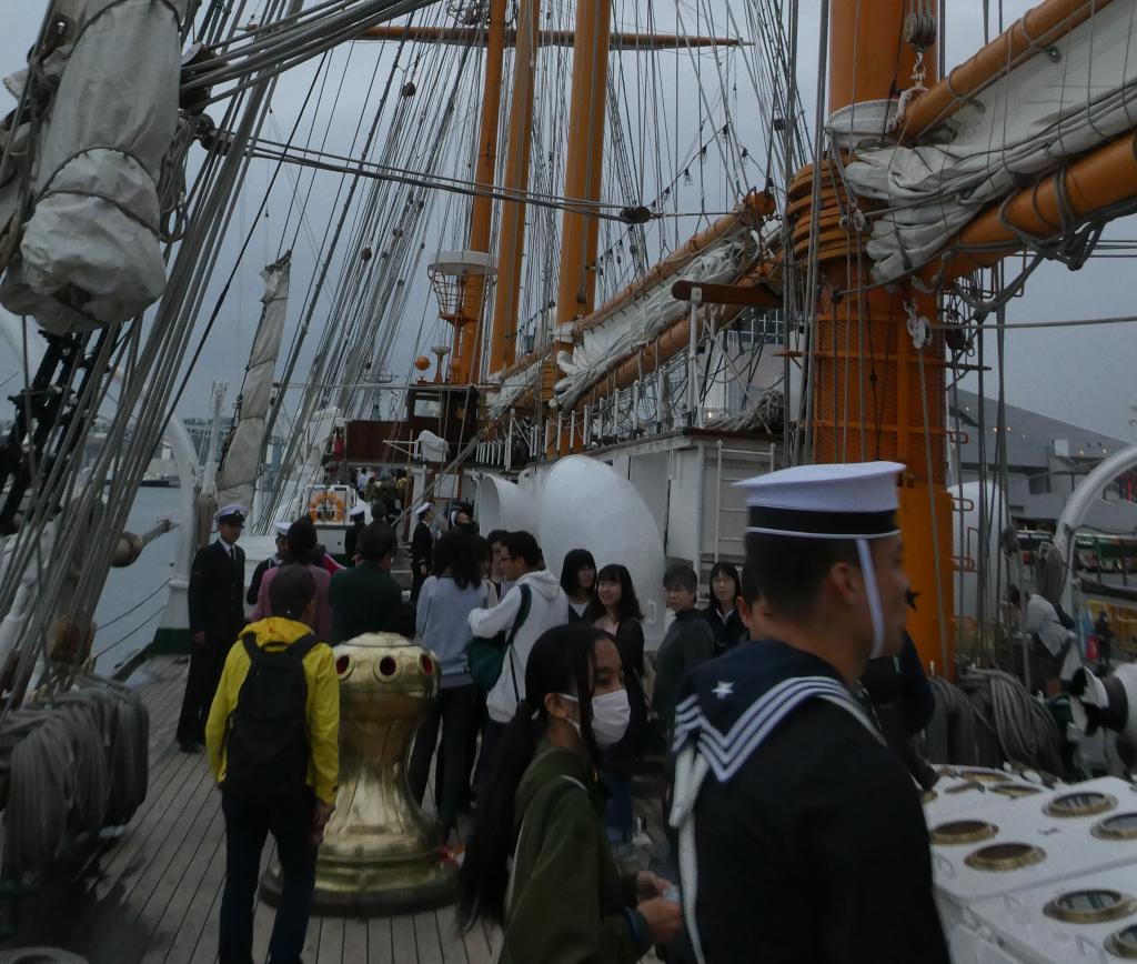 A port call at Esmeralda Harumi, a large sailboat in Chile, an embassy floating white lady